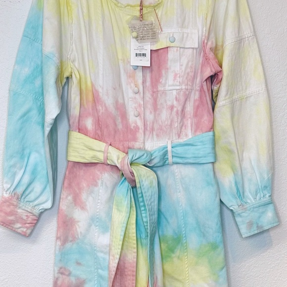 LOVESHACKFANCY Paca Rainbow Jumpsuit Radial Pastel Tie Dye New With Tags Size 4 - Picture 13 of 15